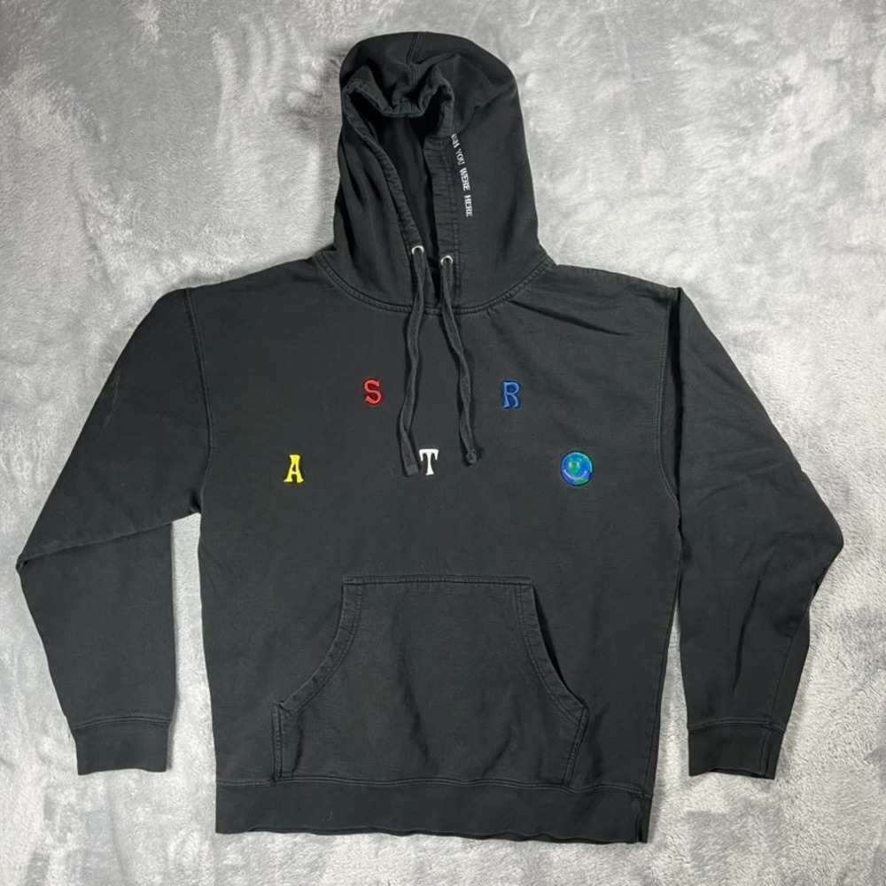 Astroworld Hoodie Mens Medium Black Hip Hop Travis Scott Pockets Preowned